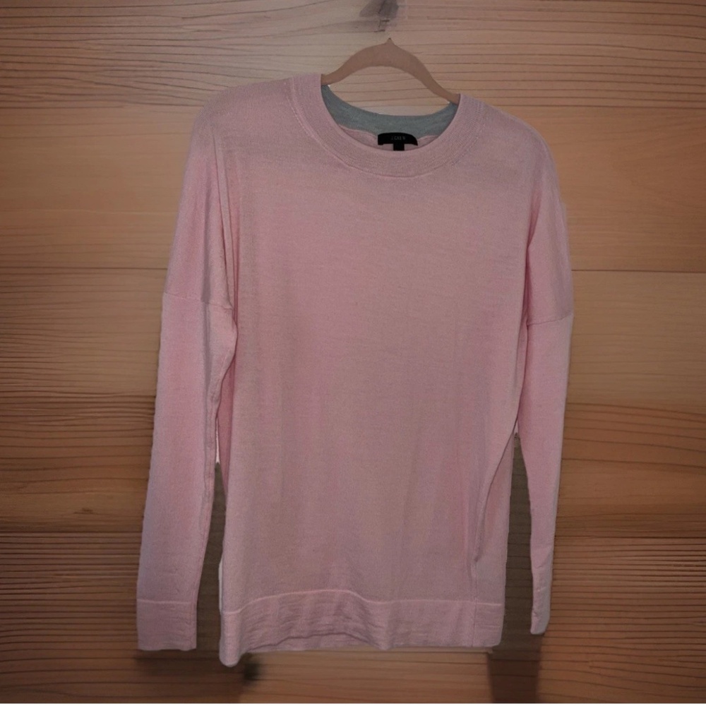 J Crew Women’s Pink Tunic Merino Wool Sweater S Quiet Luxury Minimalist Spring